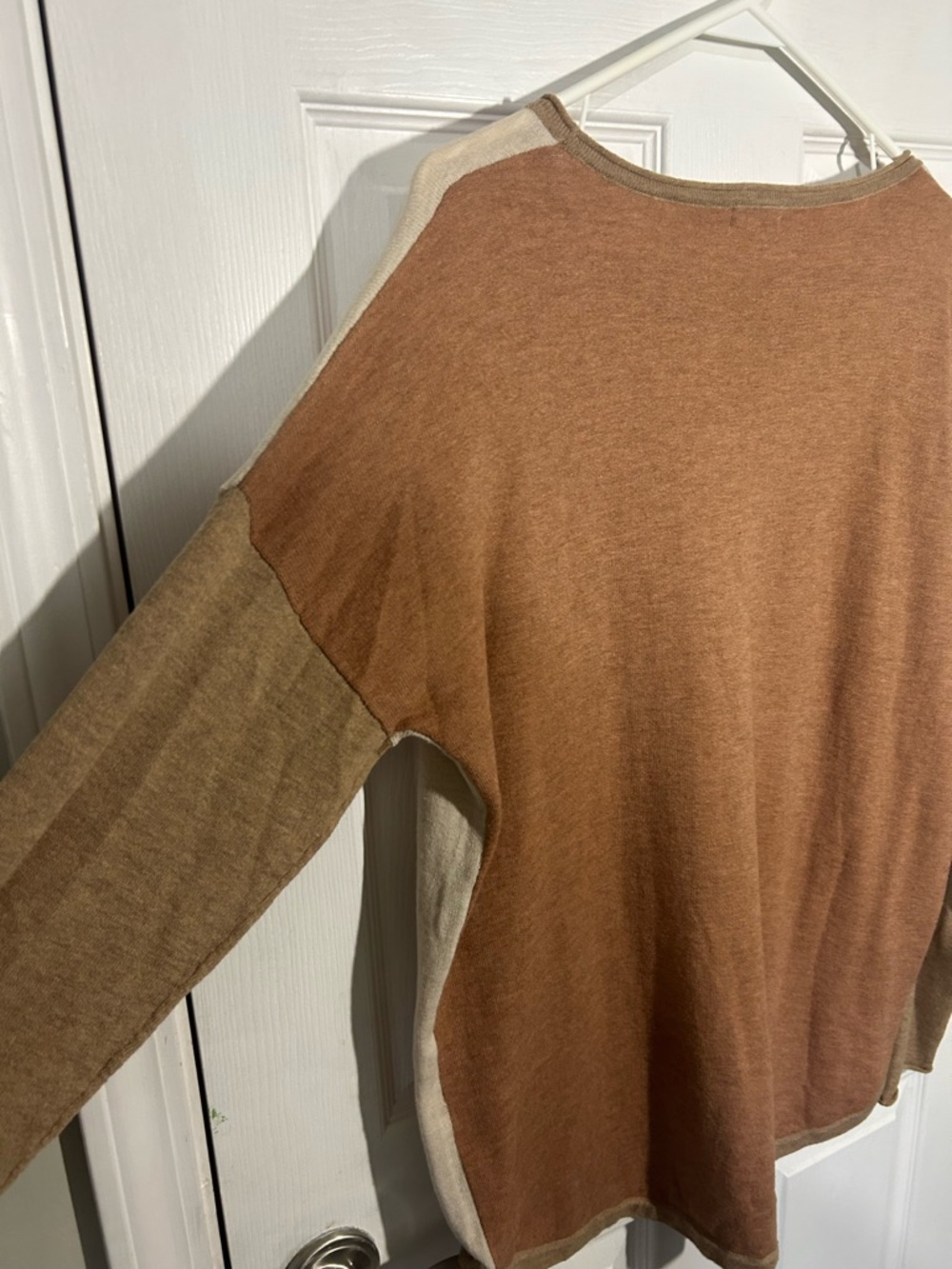 Smartwool shadow pine color block Cream and Tan Crew Neck Sweater X- Large - Picture 6 of 10